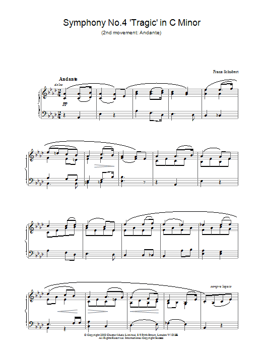 Product gallery: Page 1 of 1 Symphony No.4 'Tragic' in C Minor - 2nd Movement: Andante, Franz Schubert
