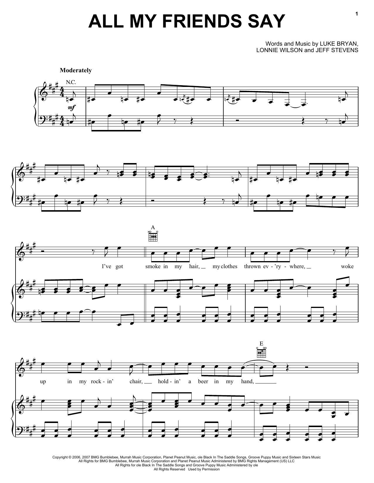 Produktgalerie: Seite 1 von 1 All My Friends Say, Luke Bryan, Gesang, Gitarre, Klavier