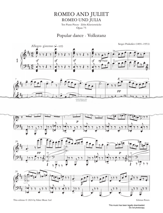 Produktgalerie: Seite 1 von 1 Popular Dance (from 'Romeo and Juliet Op.75'), Sergei Prokofiev, Klavier