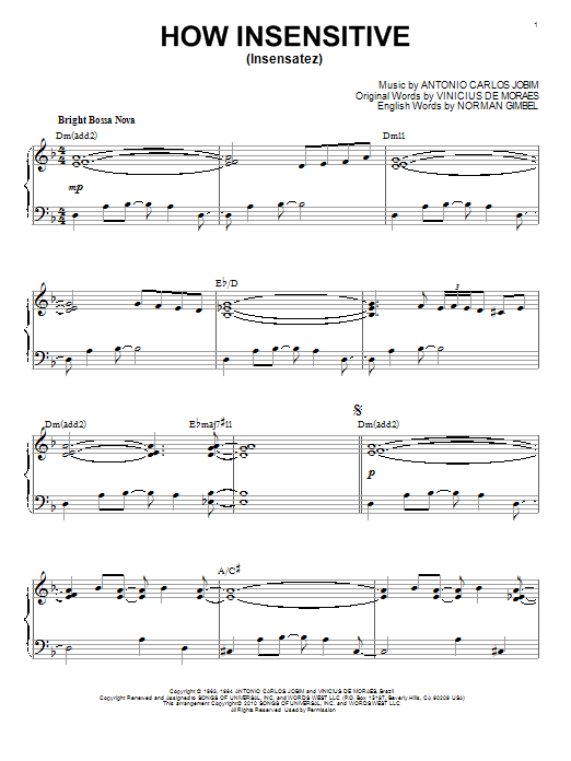 Product gallery: Page 1 of 1 How Insensitive (Insensatez) [Jazz version] (arr. Brent Edstrom), Antonio Carlos Jobim