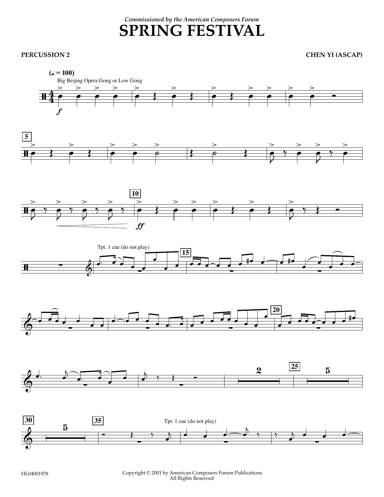 Produktgalerie: Seite 1 von 1 Spring Festival - Percussion 2, Chen Yi, Ensemble