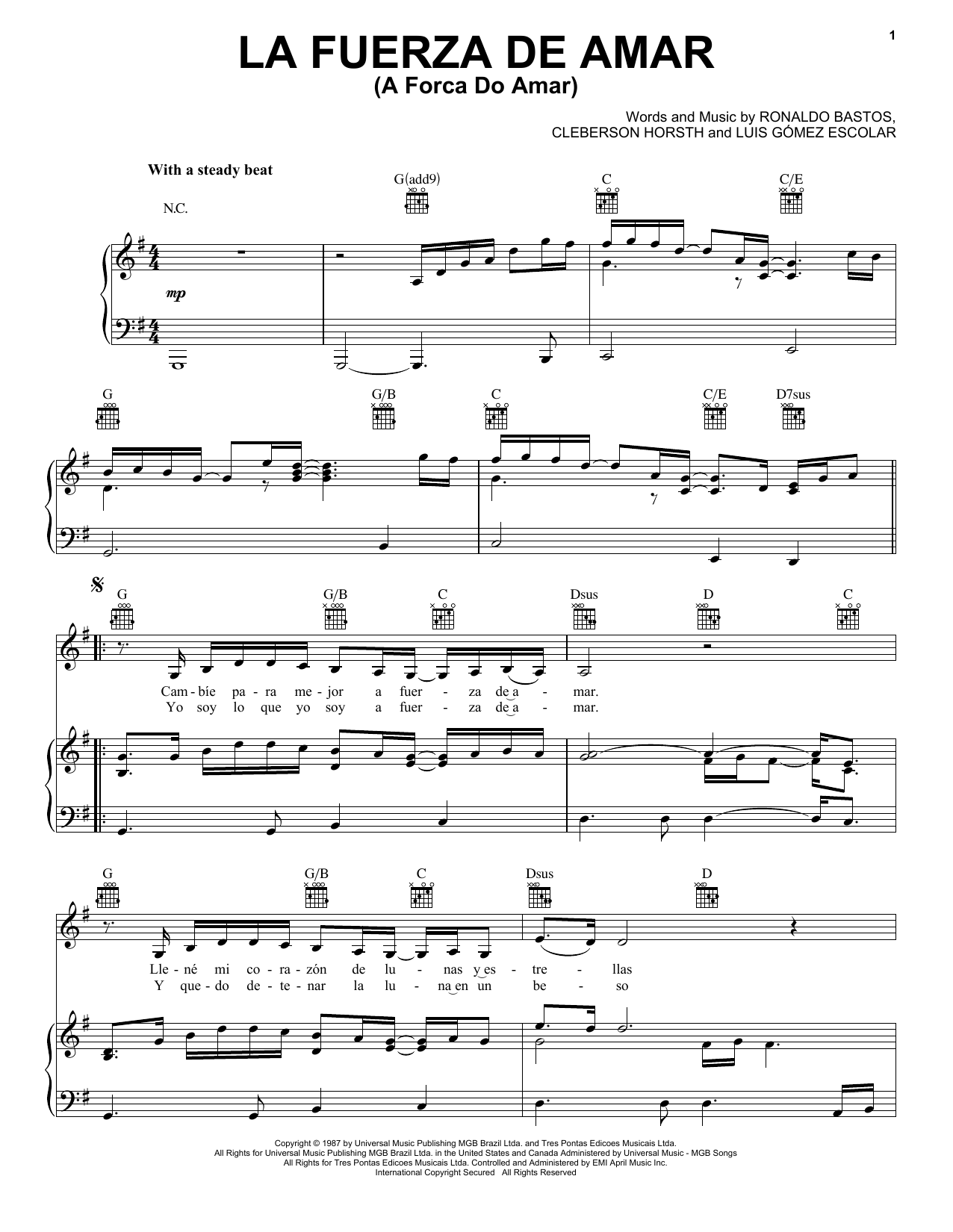 Produktgalerie: Seite 1 von 1 La Fuerza De Amar (A Forca Do Amar), Ronaldo Bastos, Gesang, Gitarre, Klavier