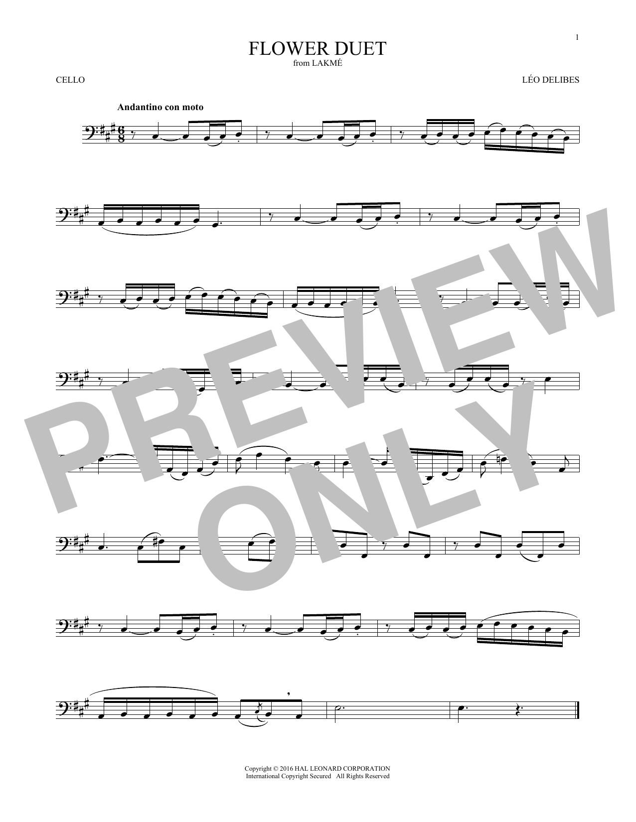 Produktgalerie: Seite 1 von 1 Flower Duet, Léo Delibes, Violoncello