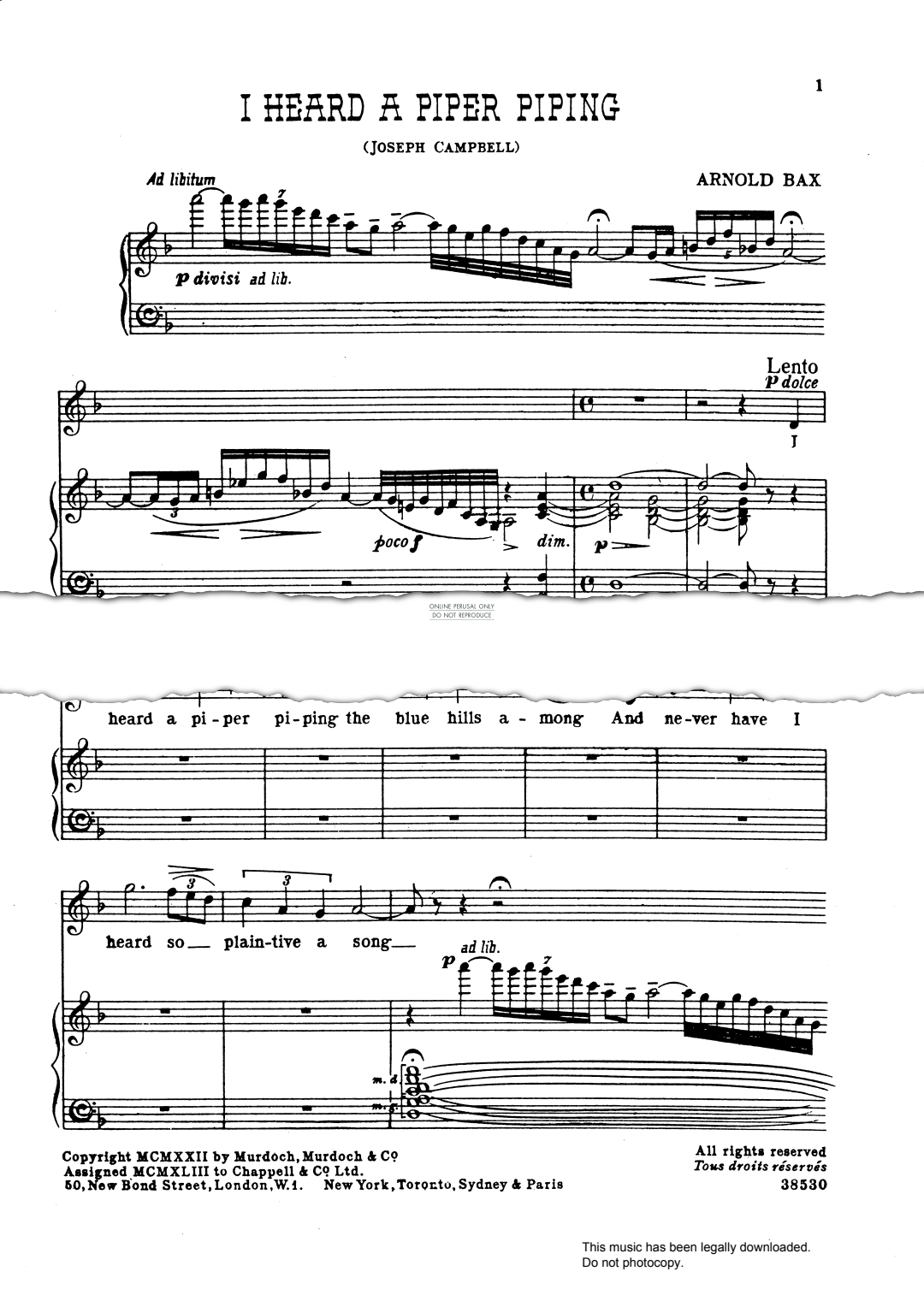 Produktbild zu: I Heard A Piper Piping (from 'Five Irish Songs')