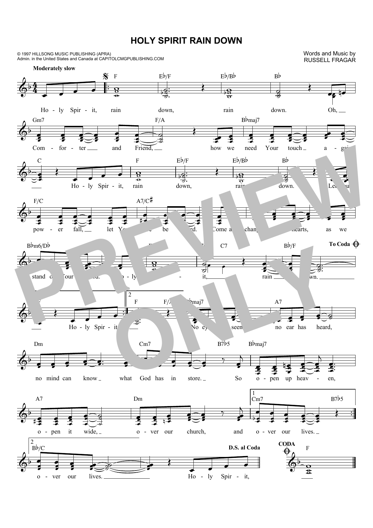 Product picture to:  Holy Spirit Rain Down - Hillsong