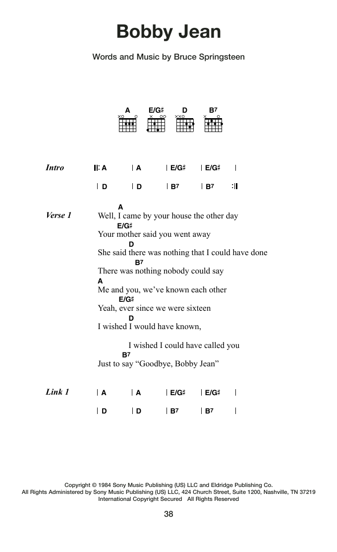Produktgalerie: Seite 1 von 1 Bobby Jean, Bruce Springsteen, Gitarre