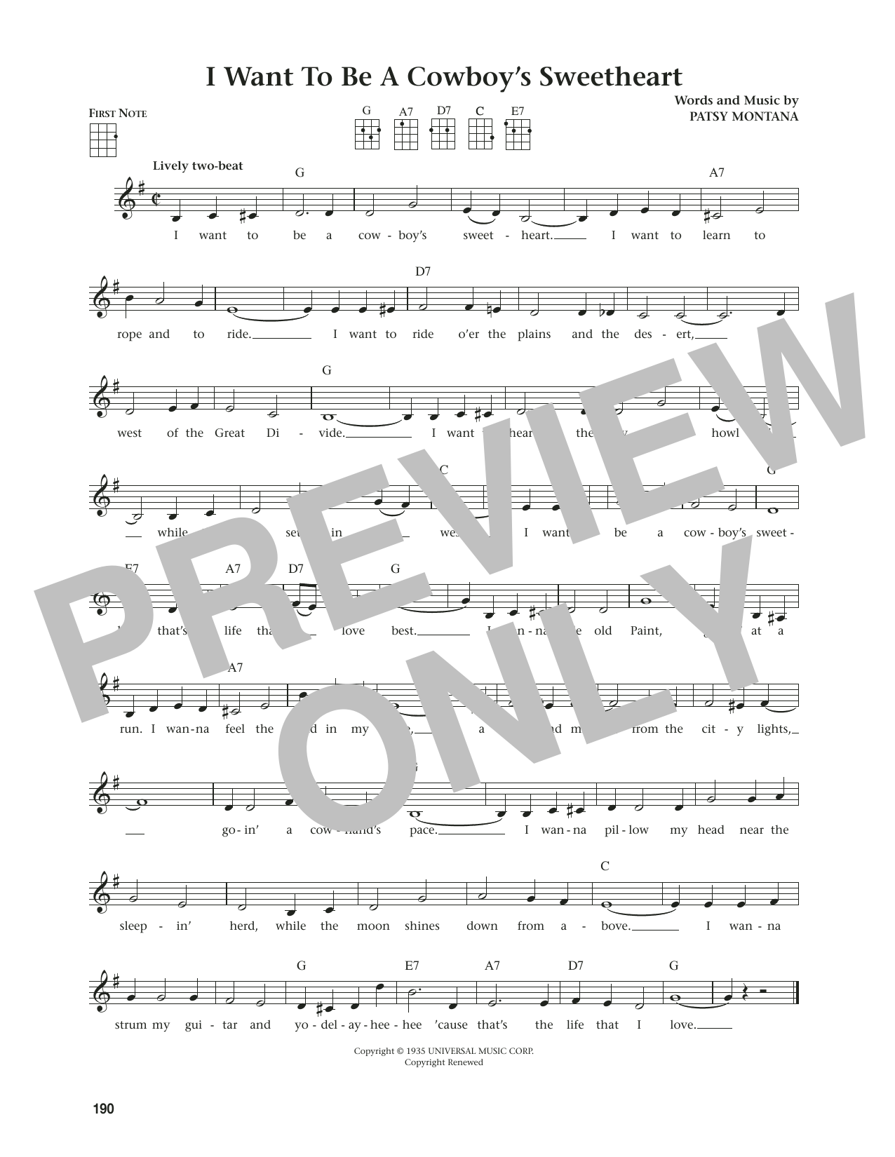 Produktgalerie: Seite 1 von 1 I Want To Be A Cowboy's Sweetheart (from The Daily Ukulele) (arr. Jim Beloff), Patsy Montana, Ukulele