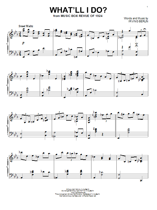 Product gallery: Page 1 of 1 What'll I Do, Irving Berlin