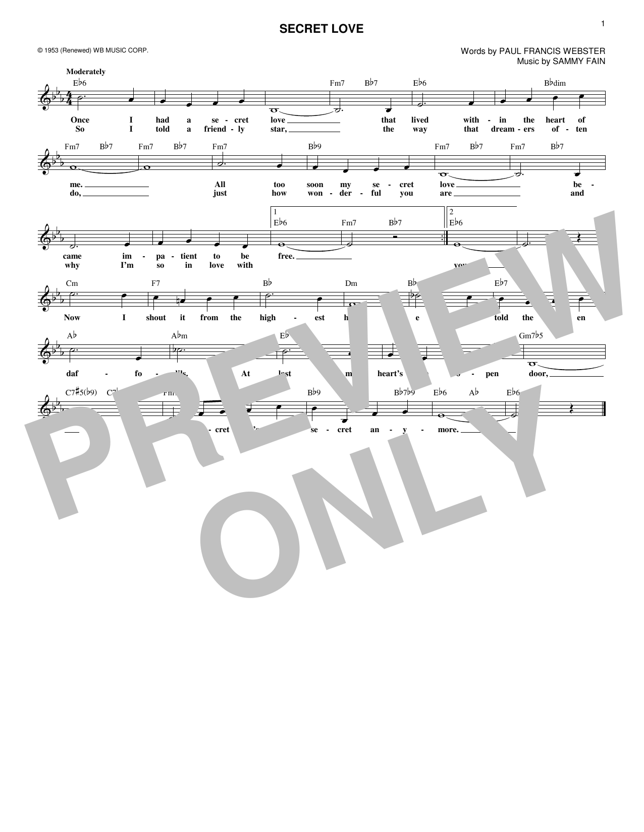 Product gallery: Page 1 of 1 Secret Love, Sammy Fain