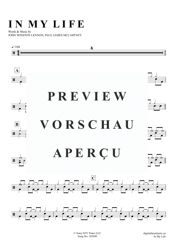 Product gallery: Page 2 of 3 In My Life, Beatles, The, (Drums)