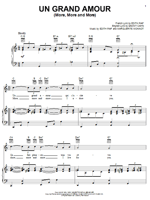Produktgalerie: Seite 1 von 1 Un Grand Amour (More, More & More), Edith Piaf, Gesang, Gitarre, Klavier