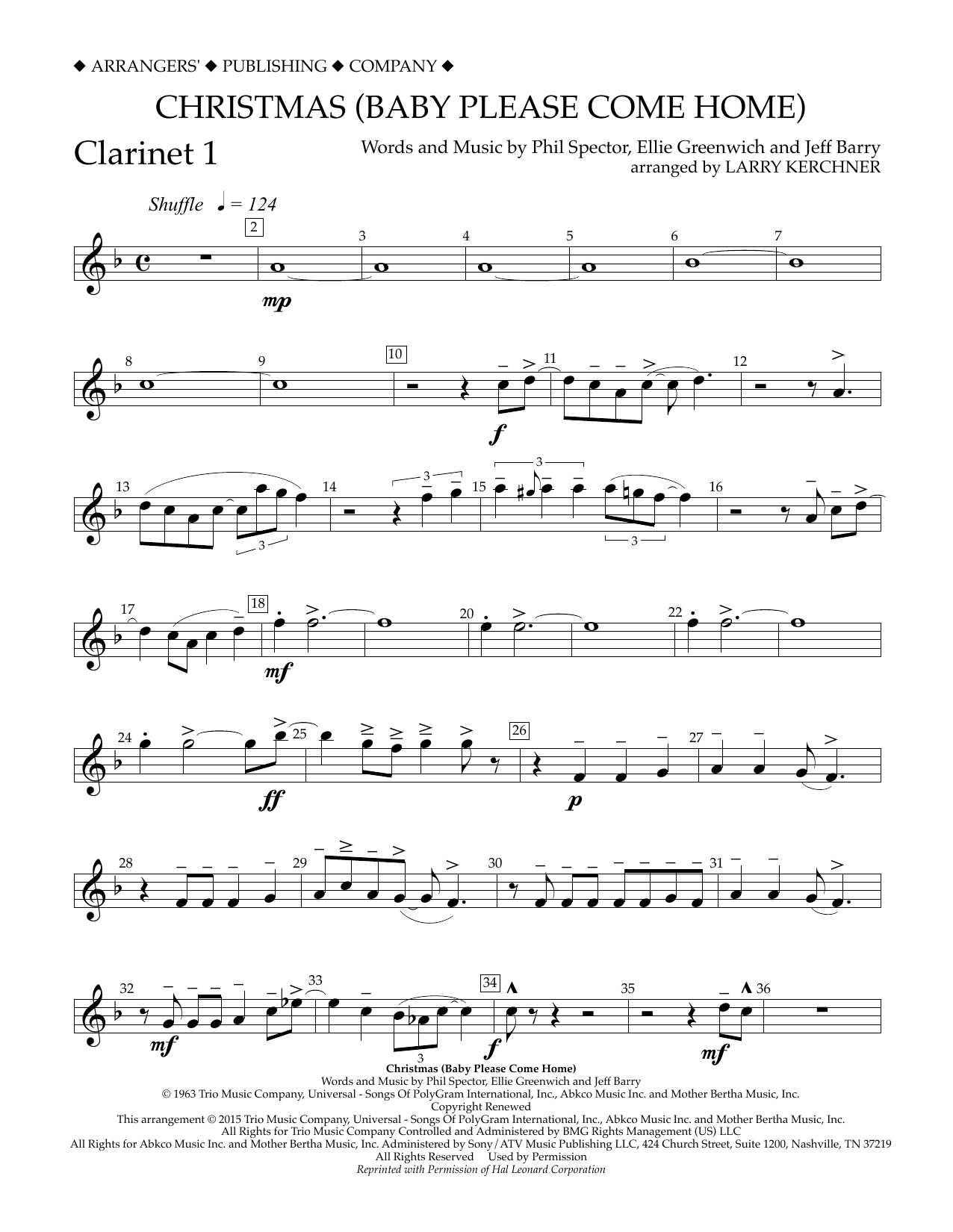 Product gallery: Page 1 of 1 Christmas (Baby Please Come Home) - Bb Clarinet 1, Larry Kerchner
