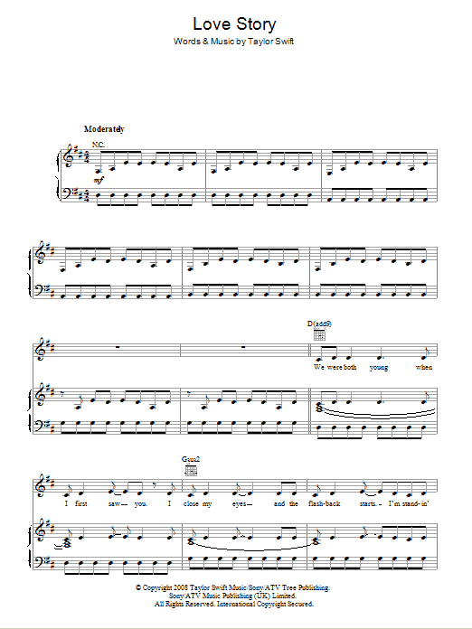 Produktgalerie: Seite 1 von 1 Love Story, Taylor Swift, Gesang, Gitarre, Klavier