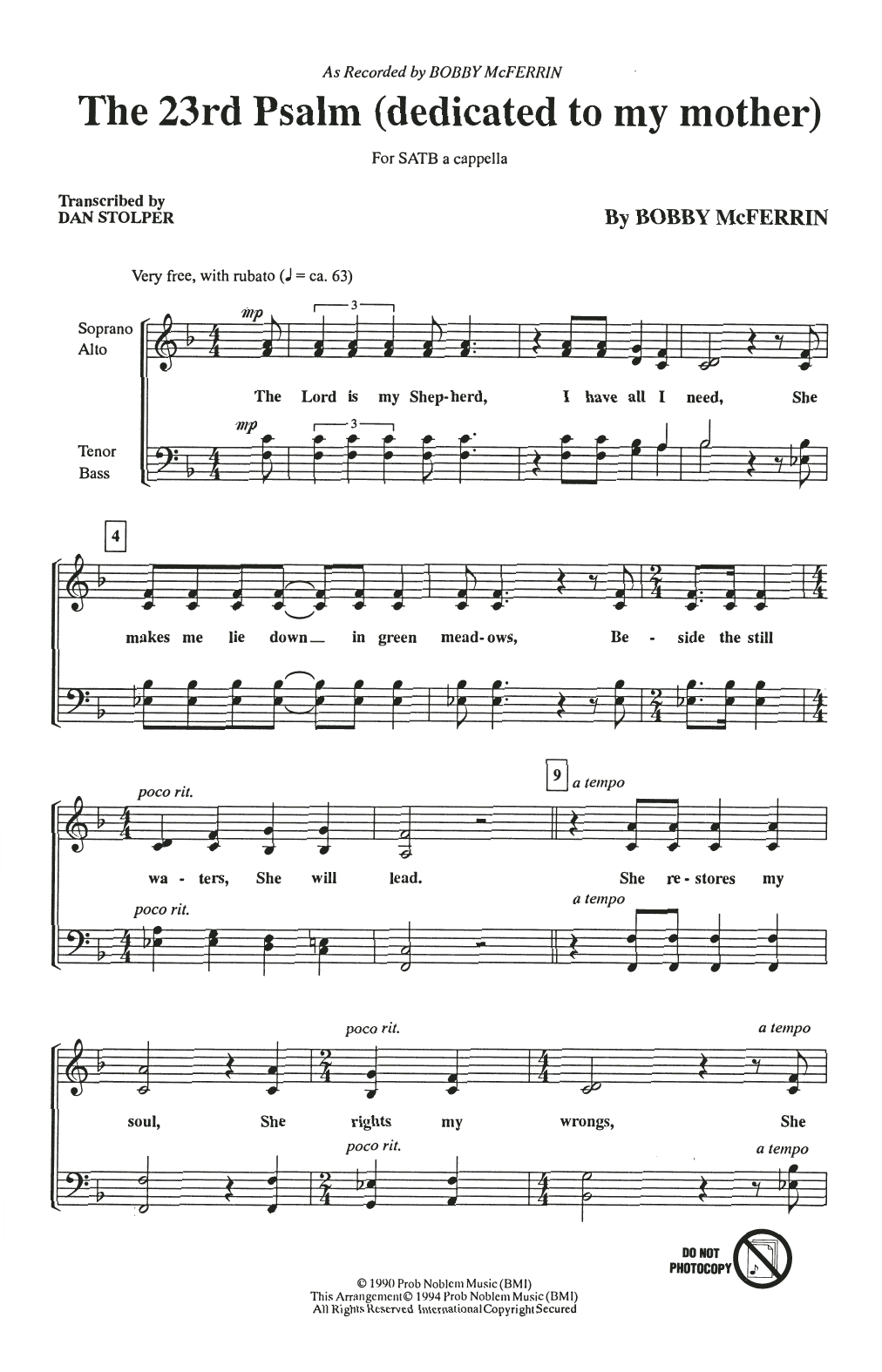 Produktgalerie: Seite 1 von 1 The 23rd Psalm (Dedicated To My Mother), Bobby McFerrin, Chor
