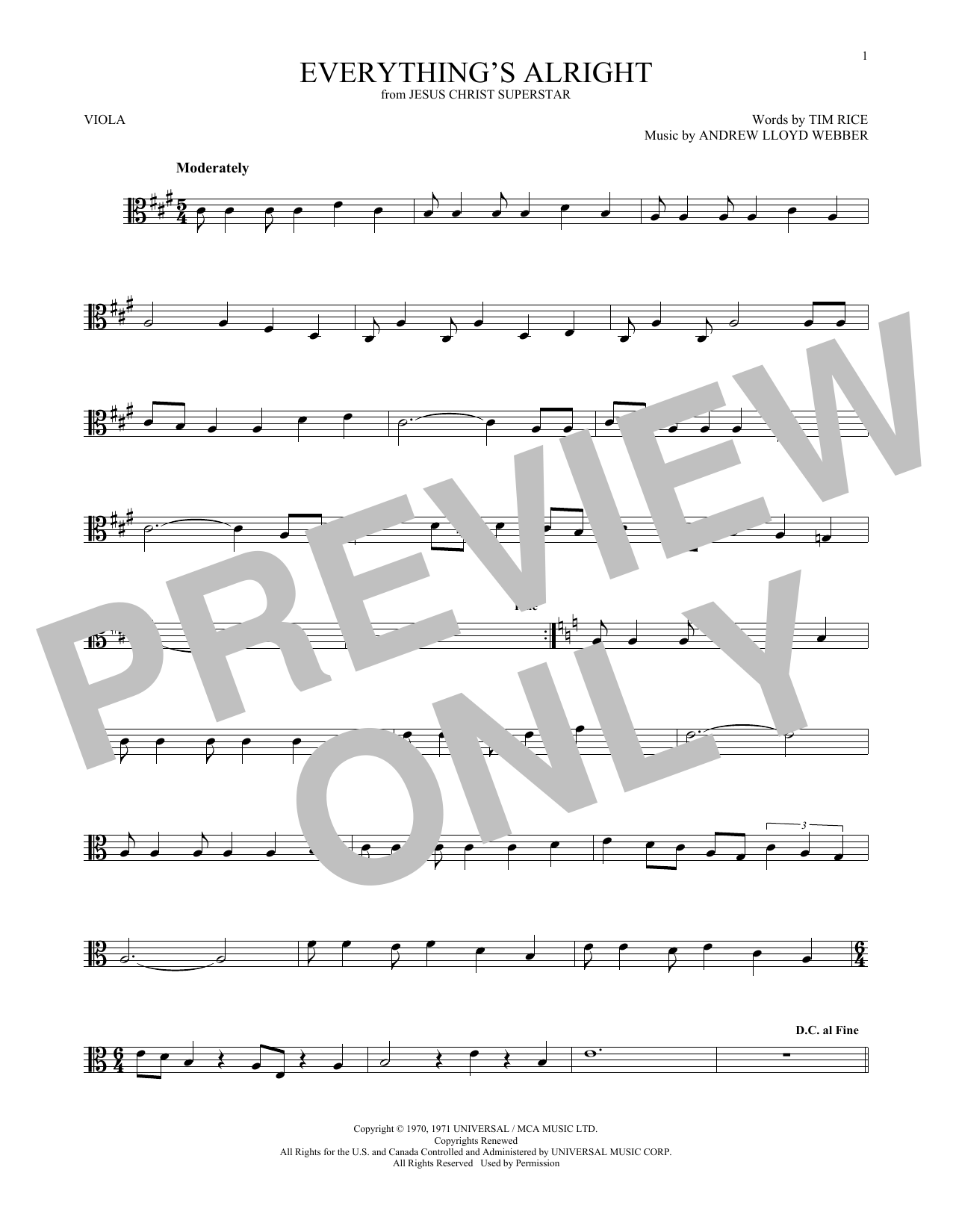 Product gallery: Page 1 of 1 Everything's Alright (from Jesus Christ Superstar), Andrew Lloyd Webber