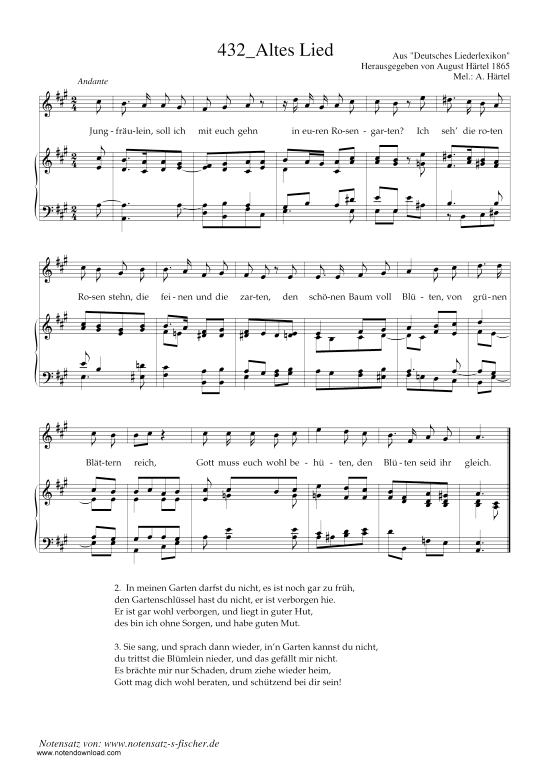 Product picture to: Altes Lied Aus "Deutsches Liederlexikon" A. Härtel (1865)