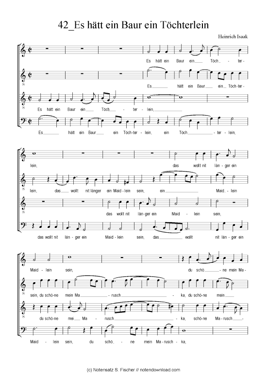 Product picture to: Es hätt ein Baur ein Töchterlein Heinrich Isaak (1450-1517)