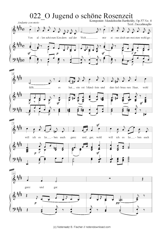 Product picture to: O Jugend o schöne Rosenzeit Felix Mendelssohn Bartholdy (1809-1947)