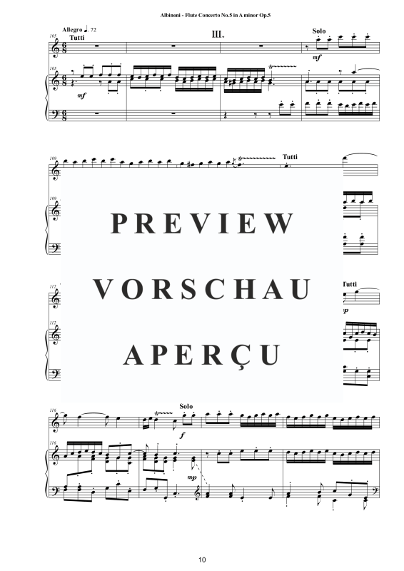 Product gallery: Page 11 of 11 Flute Concerto No.5 in A-Moll Op.5, , Flute and Piano