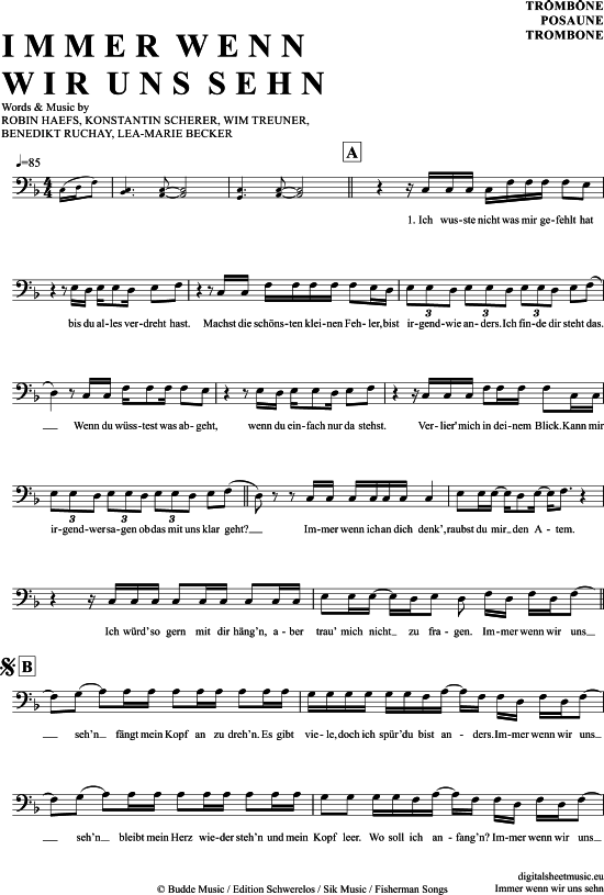 Product gallery: Page 1 of 4 Immer Wenn Wir Uns Sehn , LEA und Cyril, (Posaune / Bariton)