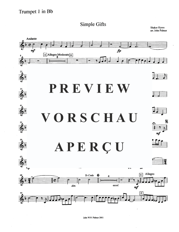 Produktgalerie: Seite 8 von 11 Simple Gifts - Shaker Hymn, , Blechbläser Quintett
