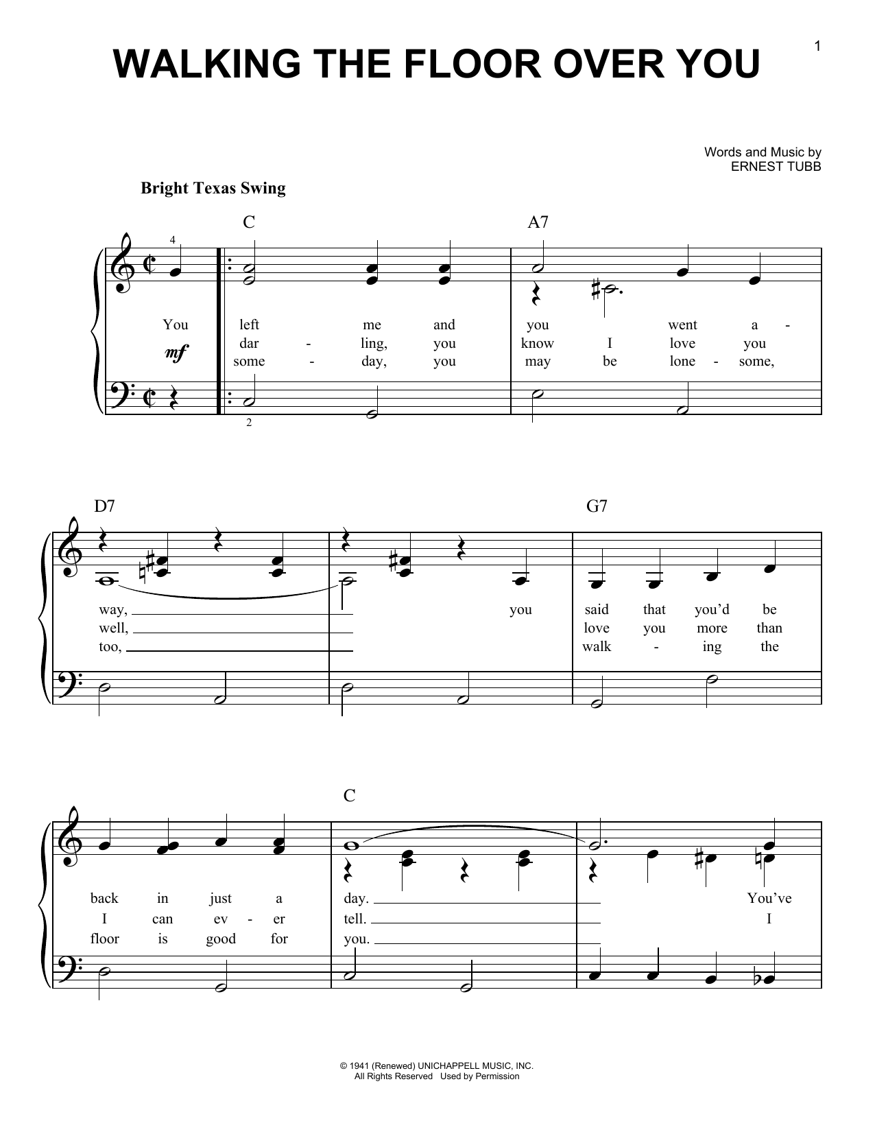 Produktgalerie: Seite 1 von 1 Walking The Floor Over You, Ernest Tubb, Klavier