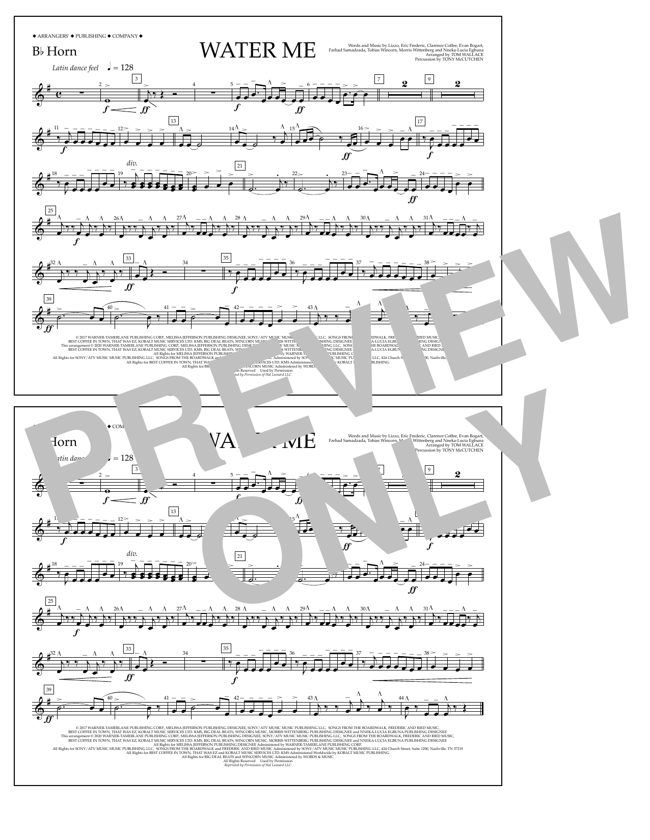 Product picture to: Water Me (arr. Tom Wallace) - Bb Horn