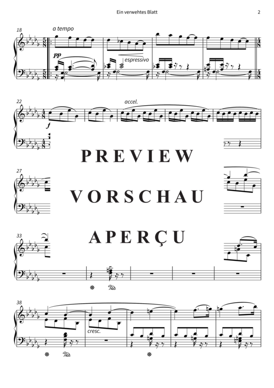 Produktgalerie: Seite 5 von 6 Ein verwehtes Blatt - Nr. 2 aus Auf verwachsenem Pfade , , Klavier Solo