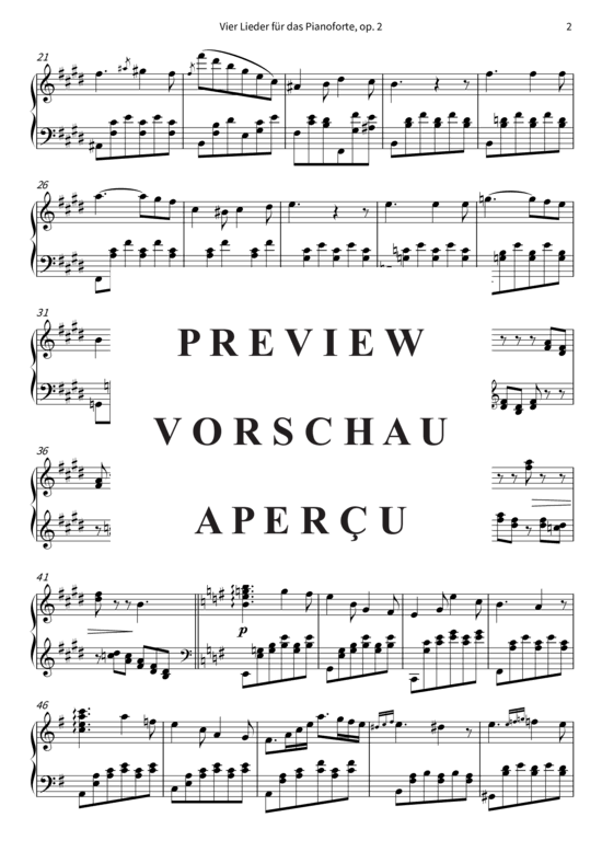 Product gallery: Page 6 of 8 Vier Lieder für das Pianoforte, op. 2 , , Piano Solo