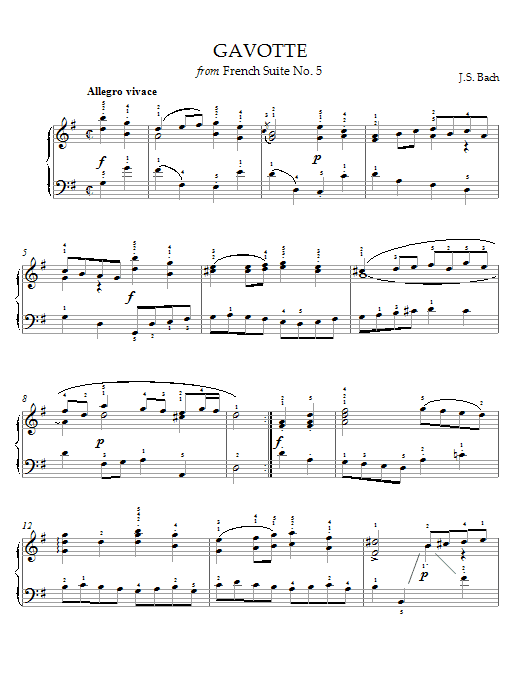 Product gallery: Page 1 of 1 Gavotte in G Major, Bach