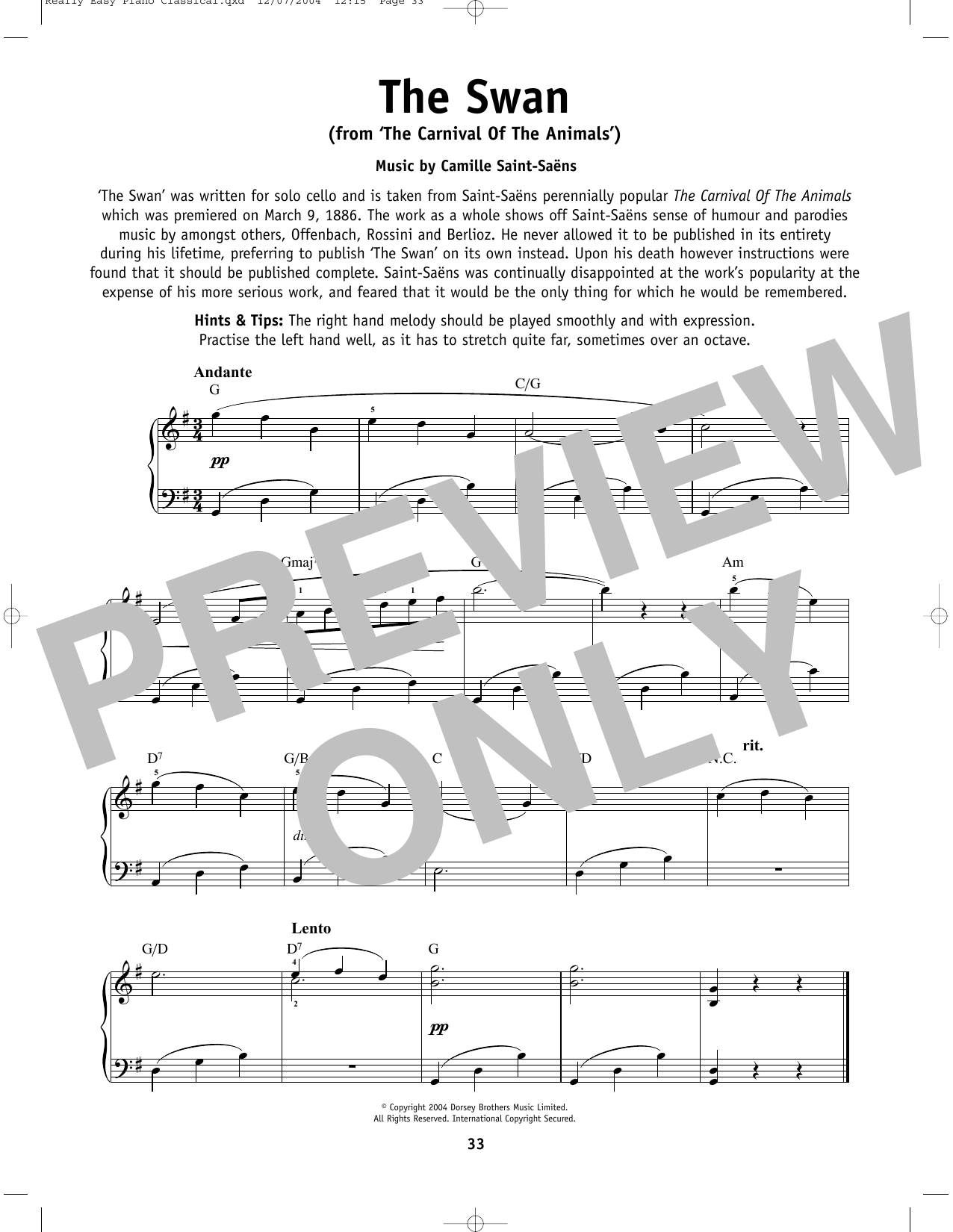 Produktbild zu:  The Swan (Le Cygne) - Camille Saint-Saens