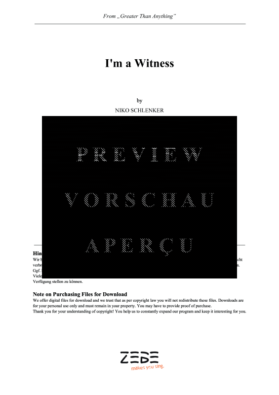 gallery: I´m a Witness, , Gemischter Chor SAM/Solo opt. und Klavier