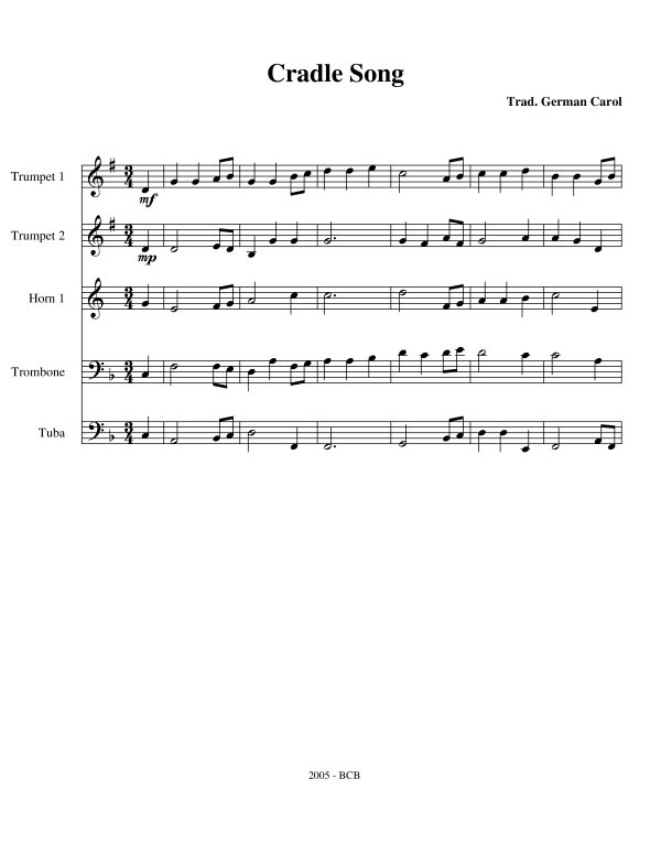 Produktgalerie: Seite 1 von 11 Cradle Song, , Blechbläser Quintett