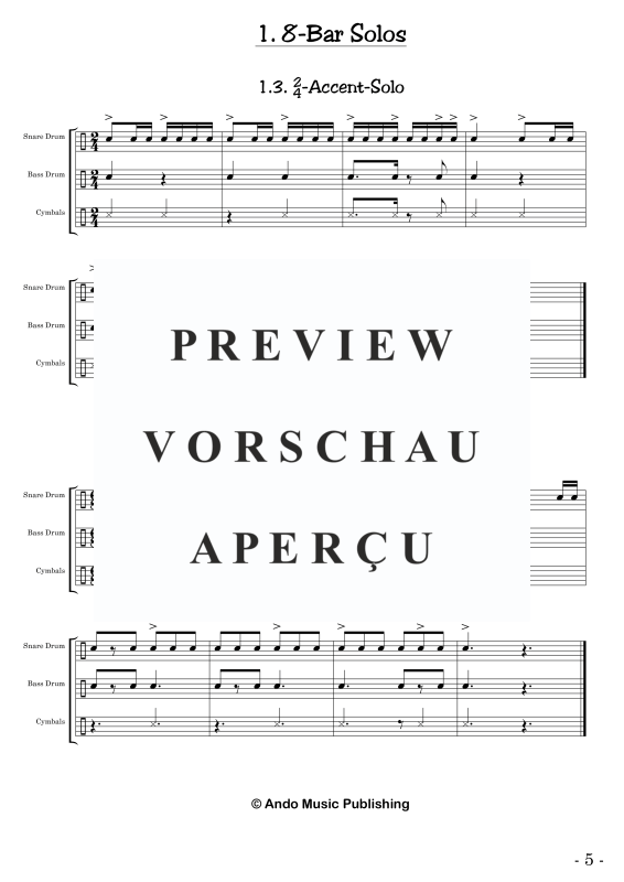 gallery: Solos for Marching Drums - Volume 1, , 50 Solo Pieces for Marching bands: Snare Drum, Bass Drum and Cymbals