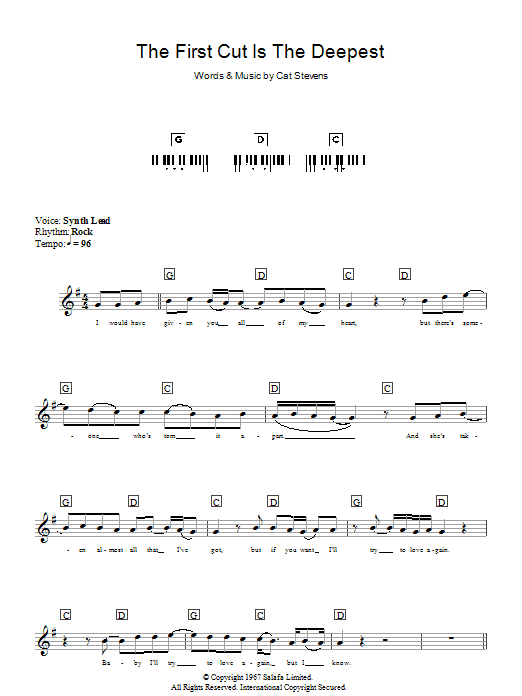 Produktgalerie: Seite 1 von 1 The First Cut Is The Deepest, Cat Stevens, Klavier