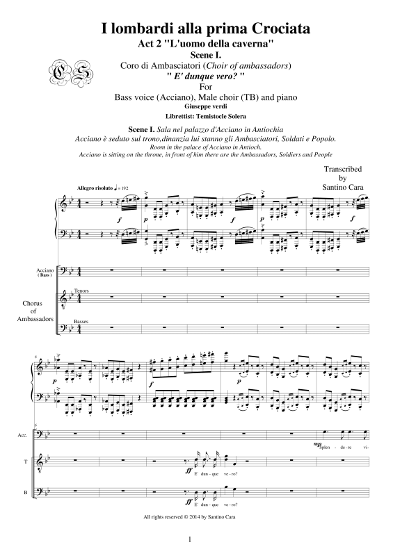 Produktbild zu: I Lombardi - (Act 2-I) E' dunque veroGiuseppe Verdi