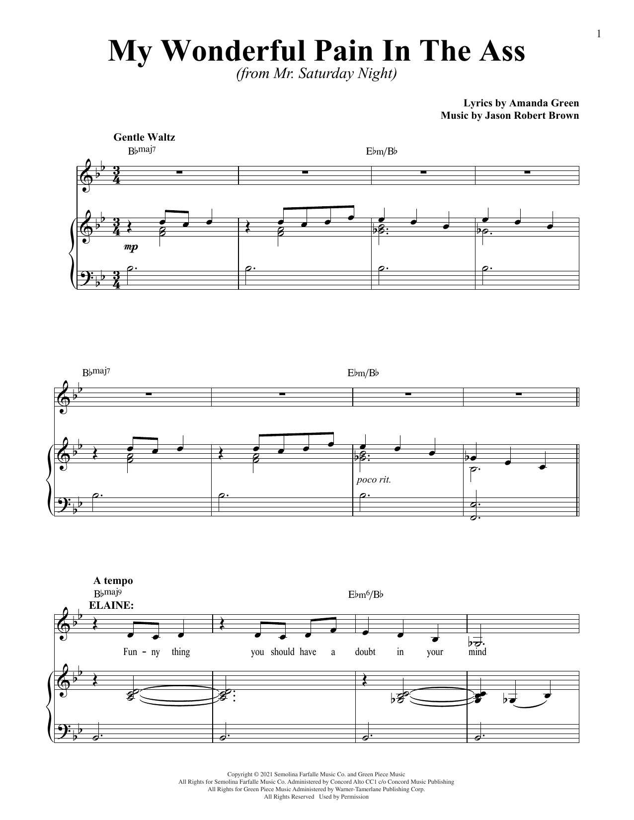 Produktbild zu: My Wonderful Pain In The Ass (from Mr. Saturday Night)
