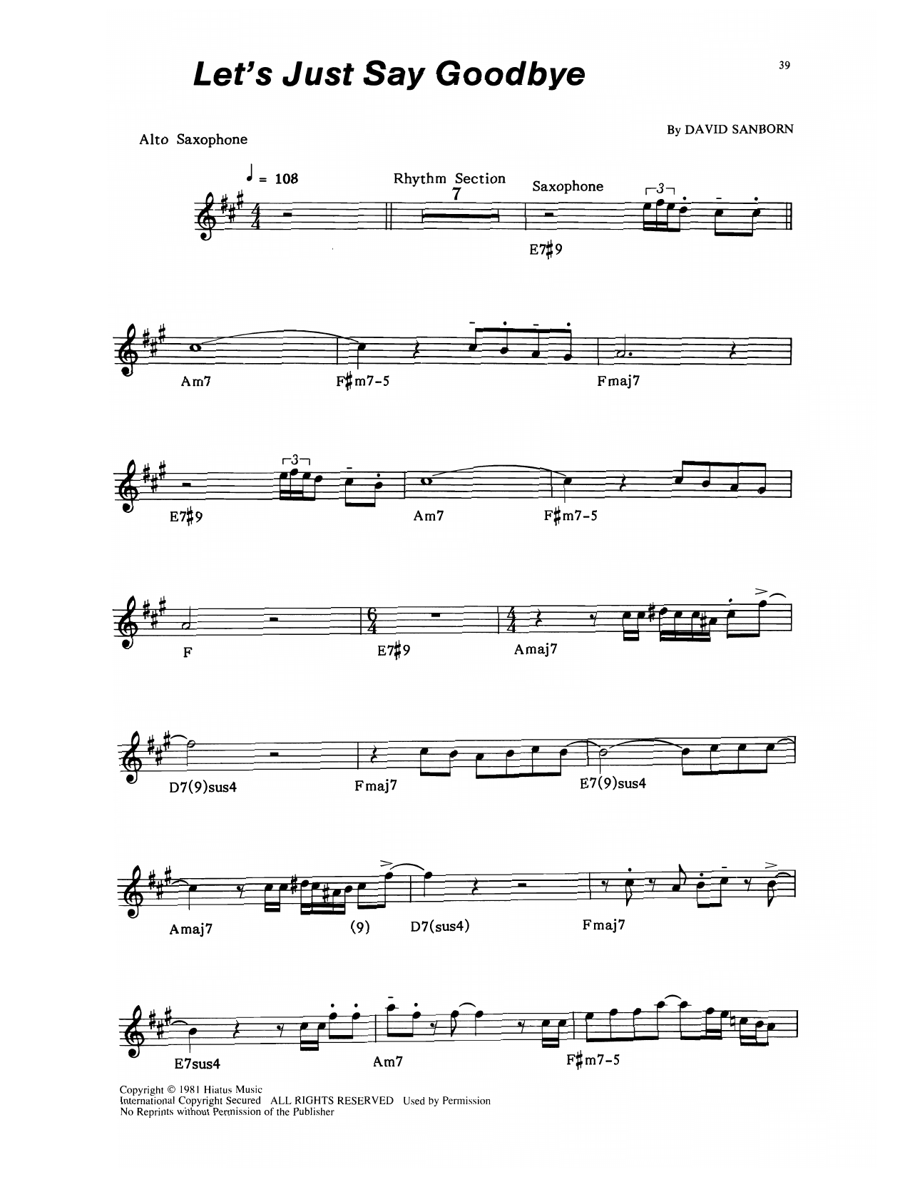 Product gallery: Page 1 of 1 Let's Just Say Goodbye, David Sanborn