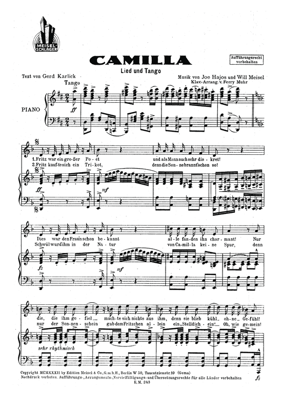 Produktbild zu: CamillaLied und Tango