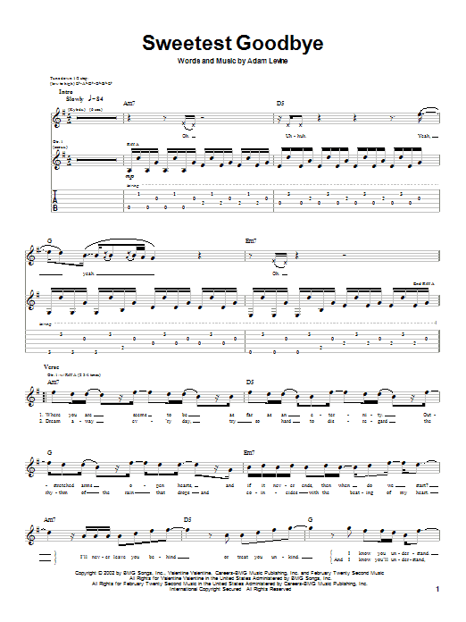 Produktgalerie: Seite 1 von 1 Sweetest Goodbye, Maroon 5, Gitarre