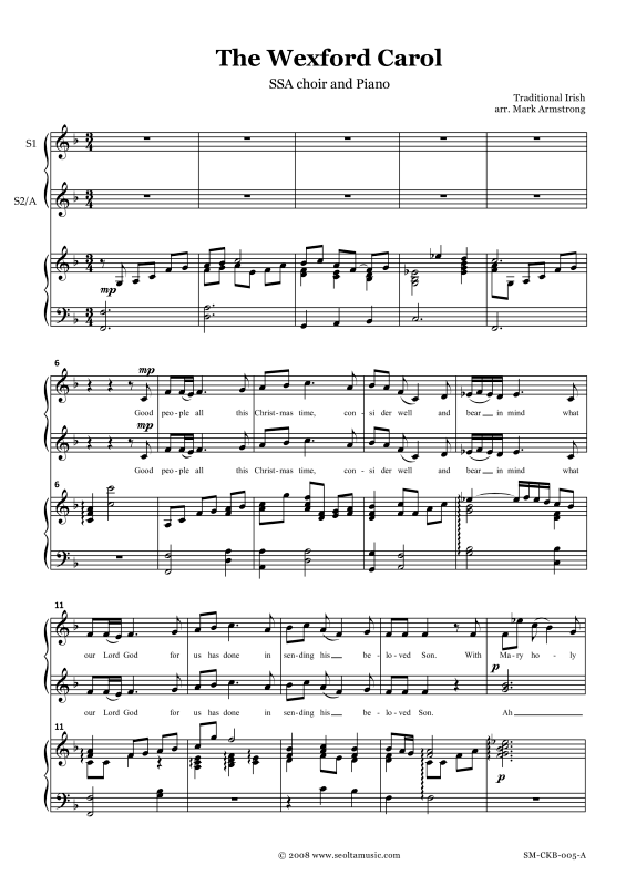 Produktgalerie: Seite 1 von 9 The Wexford Carol, , Frauenchor SSA und Klavier