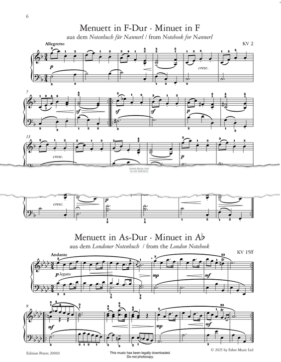 Produktbild zu: Minuet in Ab, KV 15ff