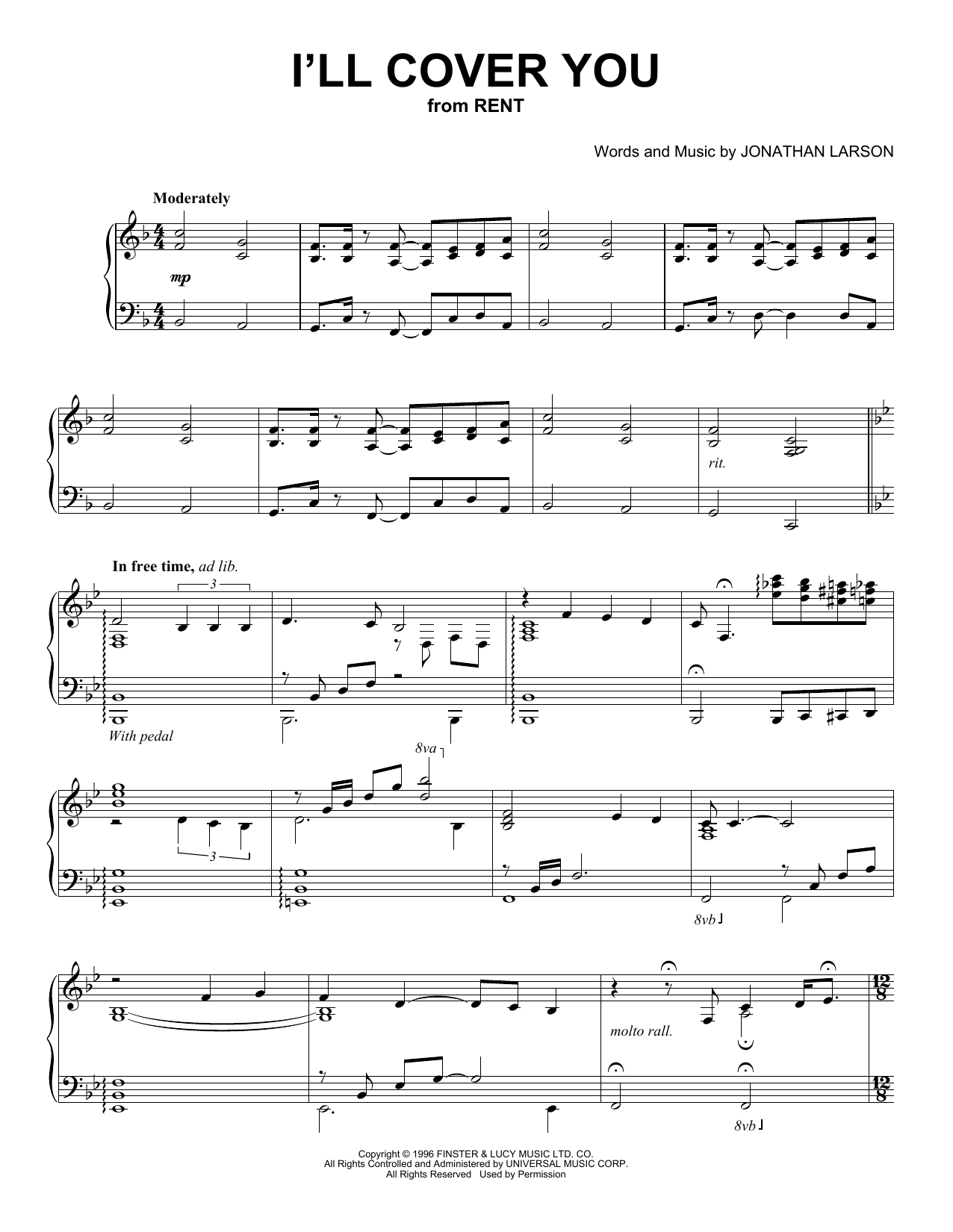 Produktbild zu: I'll Cover You (from Rent) (Peaceful Piano Solo)