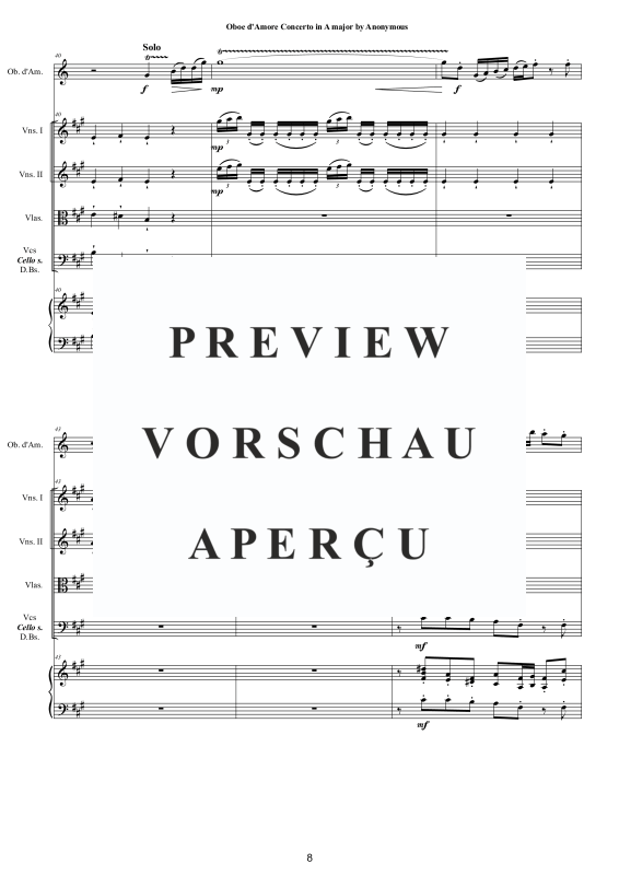 Product gallery: Page 9 of 11 Concerto in A-Dur, , Oboe D'Amore Solo, String Ensemble, and Harpsichord