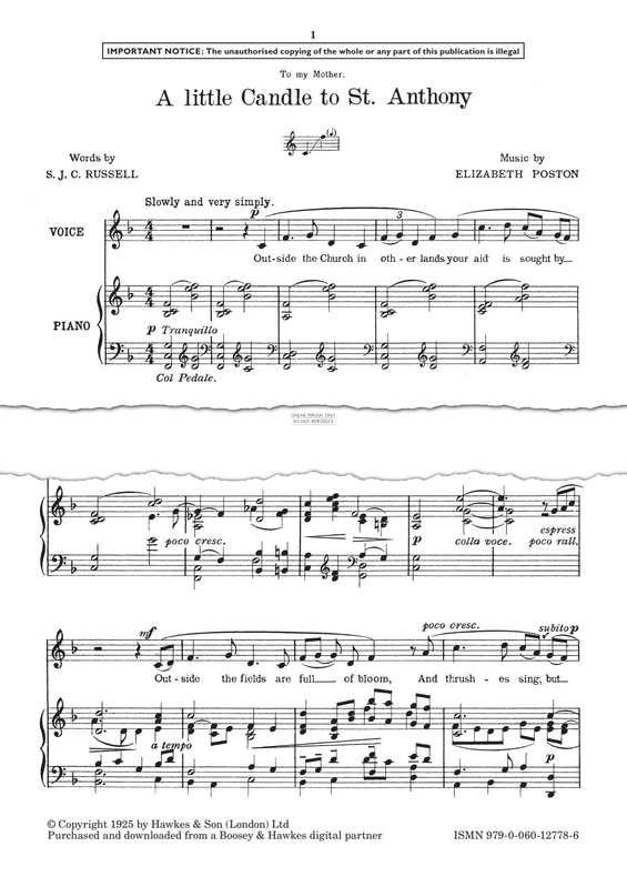 Produktgalerie: Seite 1 von 1 A Little Candle To St. Anthony, Elizabeth Poston, Gesang, Klavier