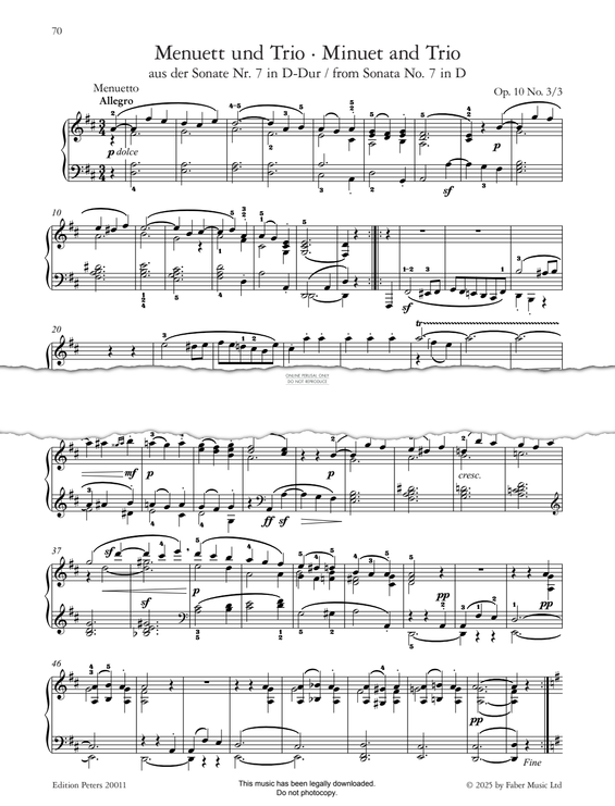 Produktgalerie: Seite 1 von 1 Minuet and Trio (3rd movt from Sonata No. 7, Op. 10 No. 3), Ludwig van Beethoven, Klavier