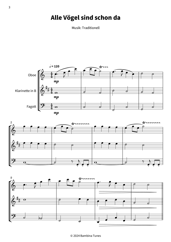 Product gallery: Page 1 of 9 Alle Vögel sind schon da, , (Woodwind Trio)