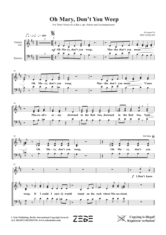Produktgalerie: Seite 1 von 8 Oh Mary, Don´t You Weep, , Gemischter Chor SAB, Solo und Klavier