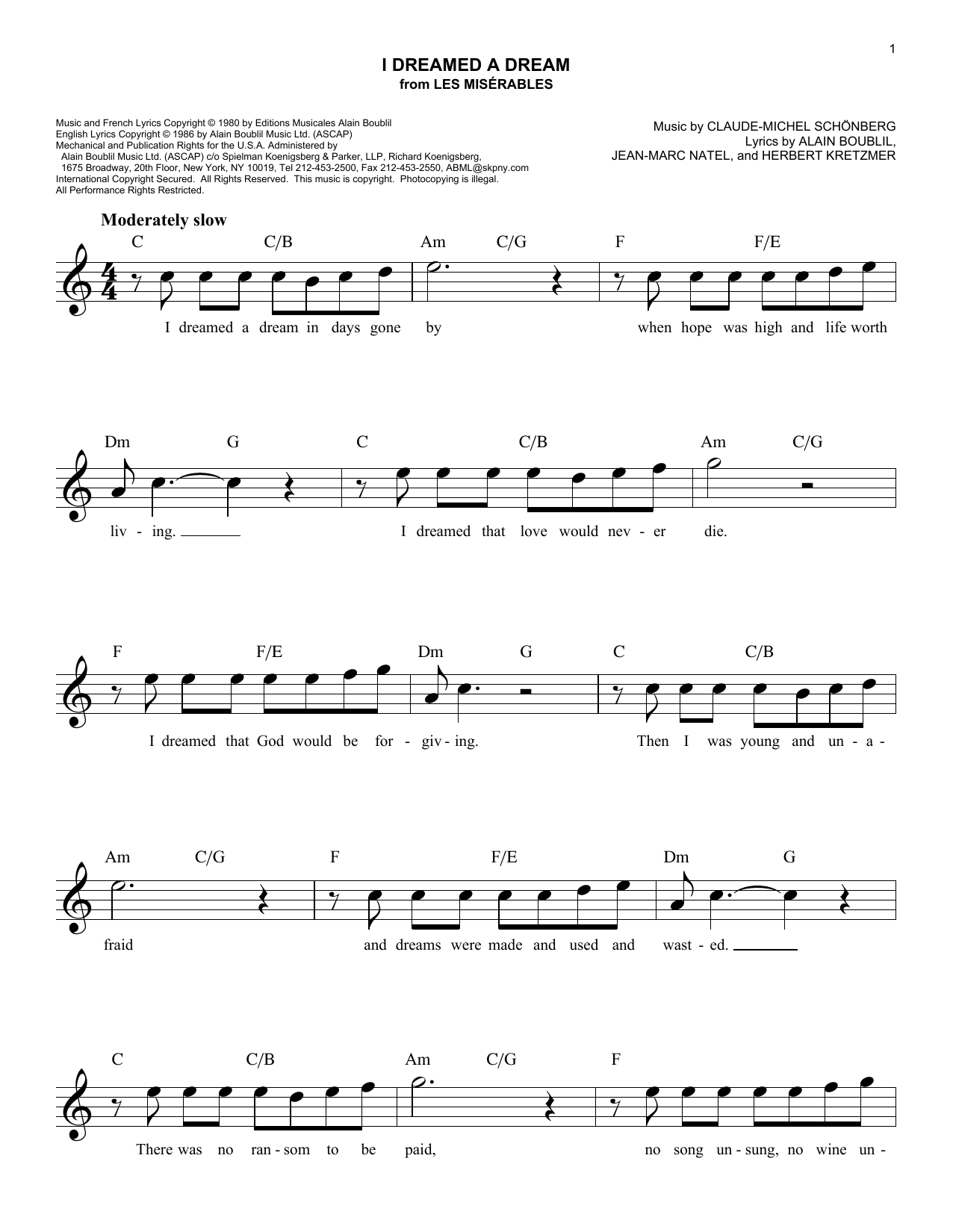 Produktbild zu: I Dreamed A Dream (from Les Miserables)