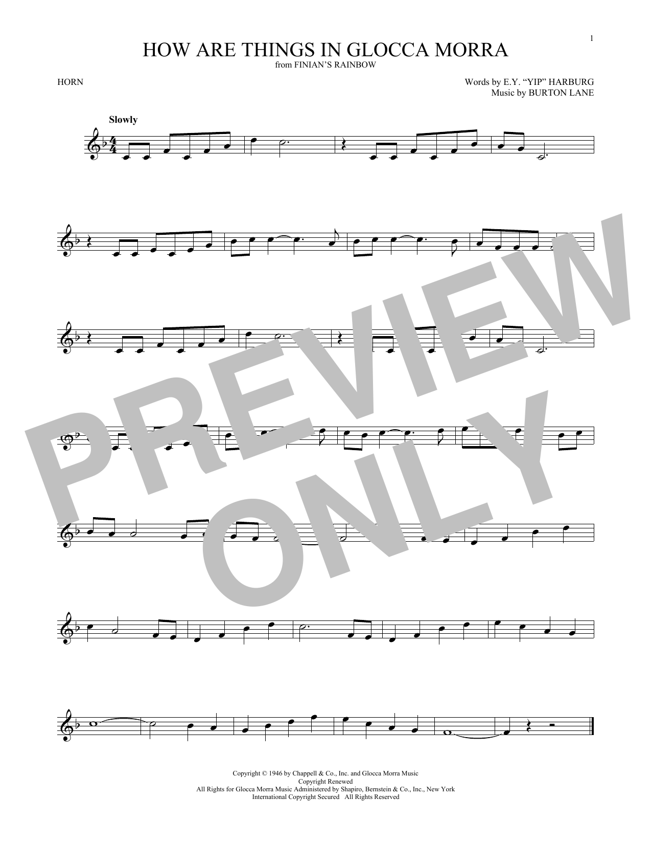 Produktgalerie: Seite 1 von 1 How Are Things In Glocca Morra, Burton Lane, Horn